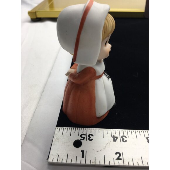Vtg Lefton China Pilgrims Girl & Boy Praying Figurines Thanksgiving Painted 1984 - Picture 13 of 15